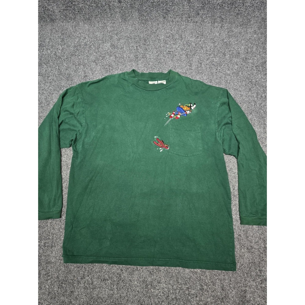 Vintage Disney Store Goofy Shirt Mens Extra Large Green Pocket Embroidered 90s